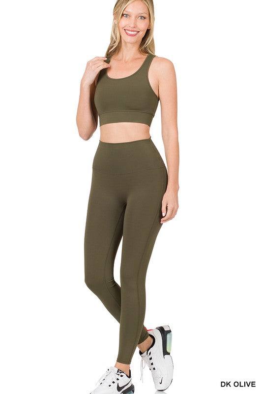 Workout Clothing Set with Tights, Bra and Tank Top