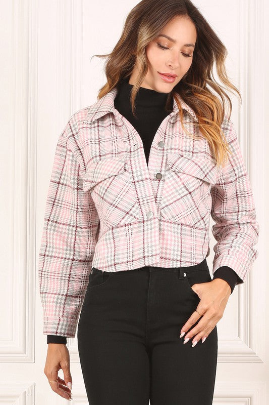 Women's Cropped Plaid Jacket